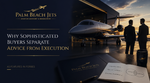 Alex Kowtun Forbes article on why sophisticated buyers separate independent aviation advice from execution for Palm Beach Jets